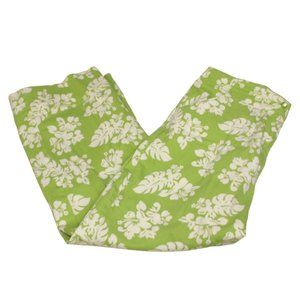 Denim & Co Lime Green Hibiscus Print Soft Denim Pants Size 12